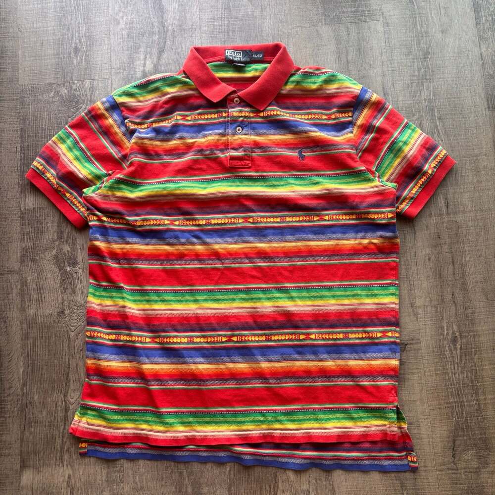 Vintage Polo Ralph Lauren Aztec Southwestern Striped Polo Shirt XL